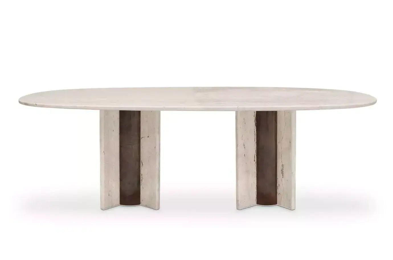 Обеденный стол овальный из травертина Parisian