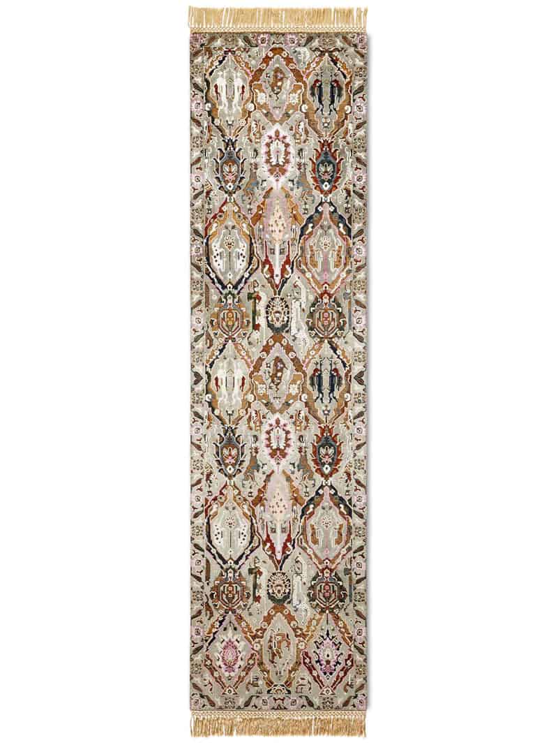 Сәнді қолмен жасалған жасыл түсті кілем KavaBagh | Өлшемі: 160 x 365 см