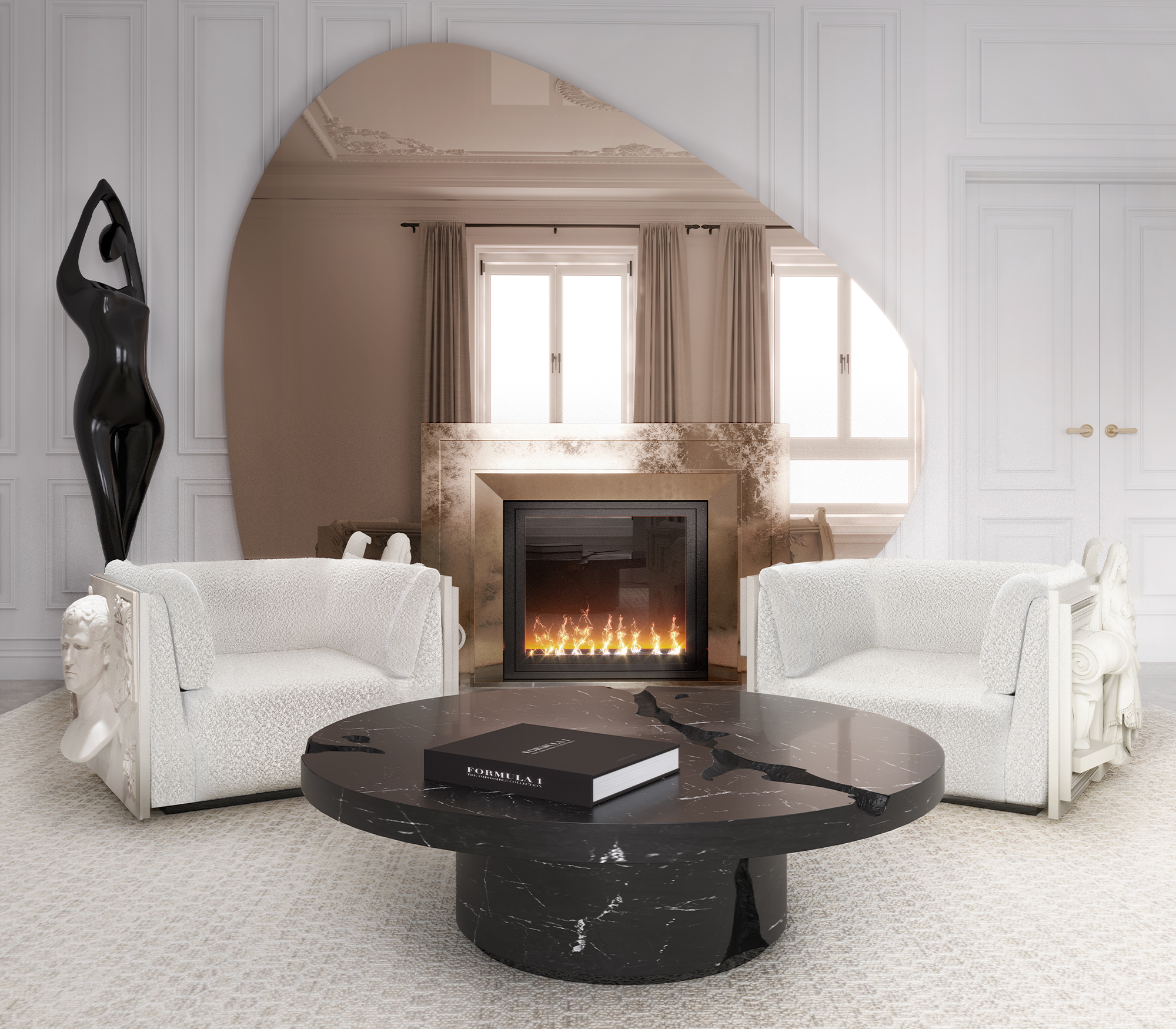 Центральный стол Dominion Nero Marquina, комплект из 3 предметов