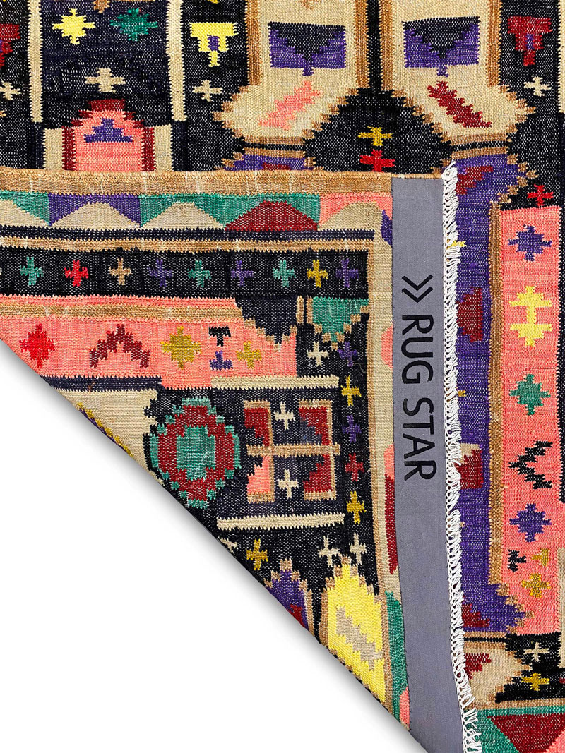 Сәнді қолмен жасалған кілем Flatweave | Өлшемі: 122 × 183 см