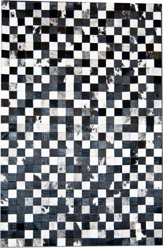 Сиыр терісінен кілем Mosaic Black & White | Өлшемі: 160 x 220 см