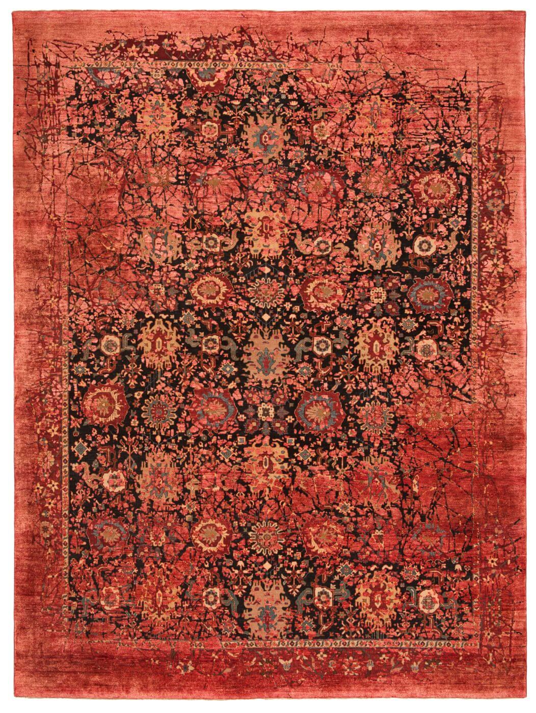 Шелковый ковер Bidjar Paddington Pleasure Black Red | Размер: 200 x 300 см