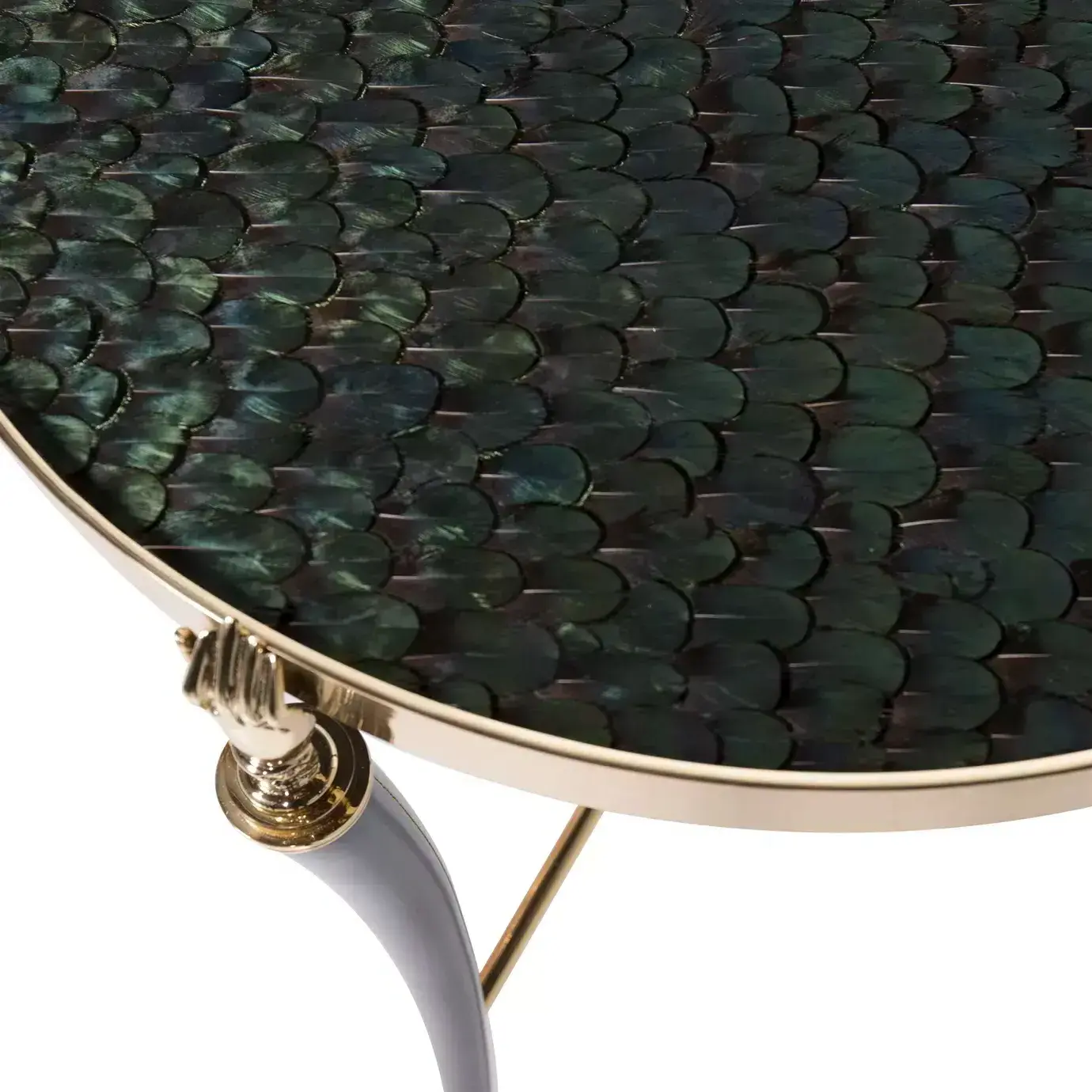 Приставной стол с отделкой из перьев павлина Gisette