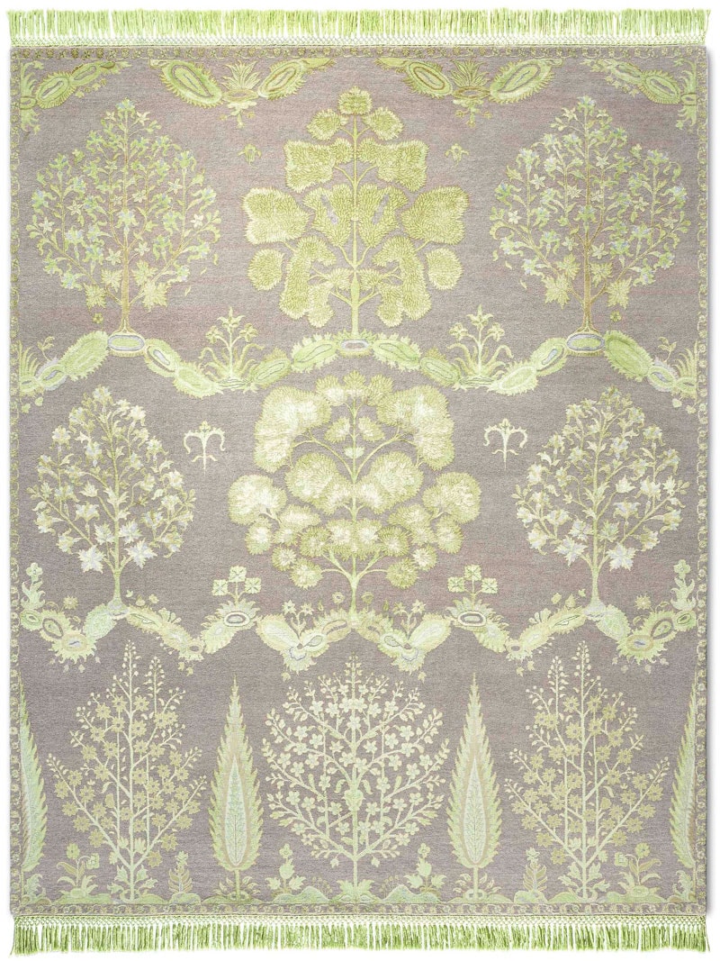 Роскошный ковер ручной работы Mughal зеленого цвета | Размер: 300 x 400 см