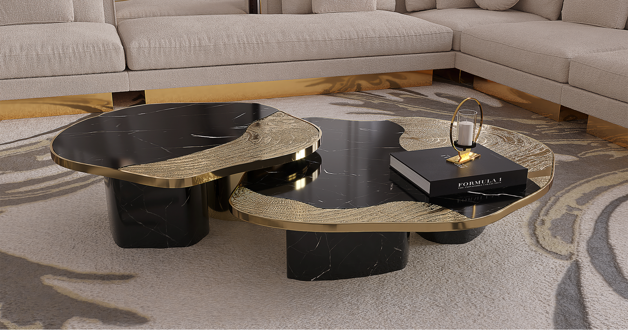 Набор столов Athena Nero Marble & Gold