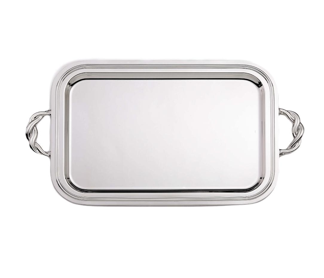 Посеребрённый прямоугольный поднос с ручками Rectangular Tray | Размер: 33 x 50 см