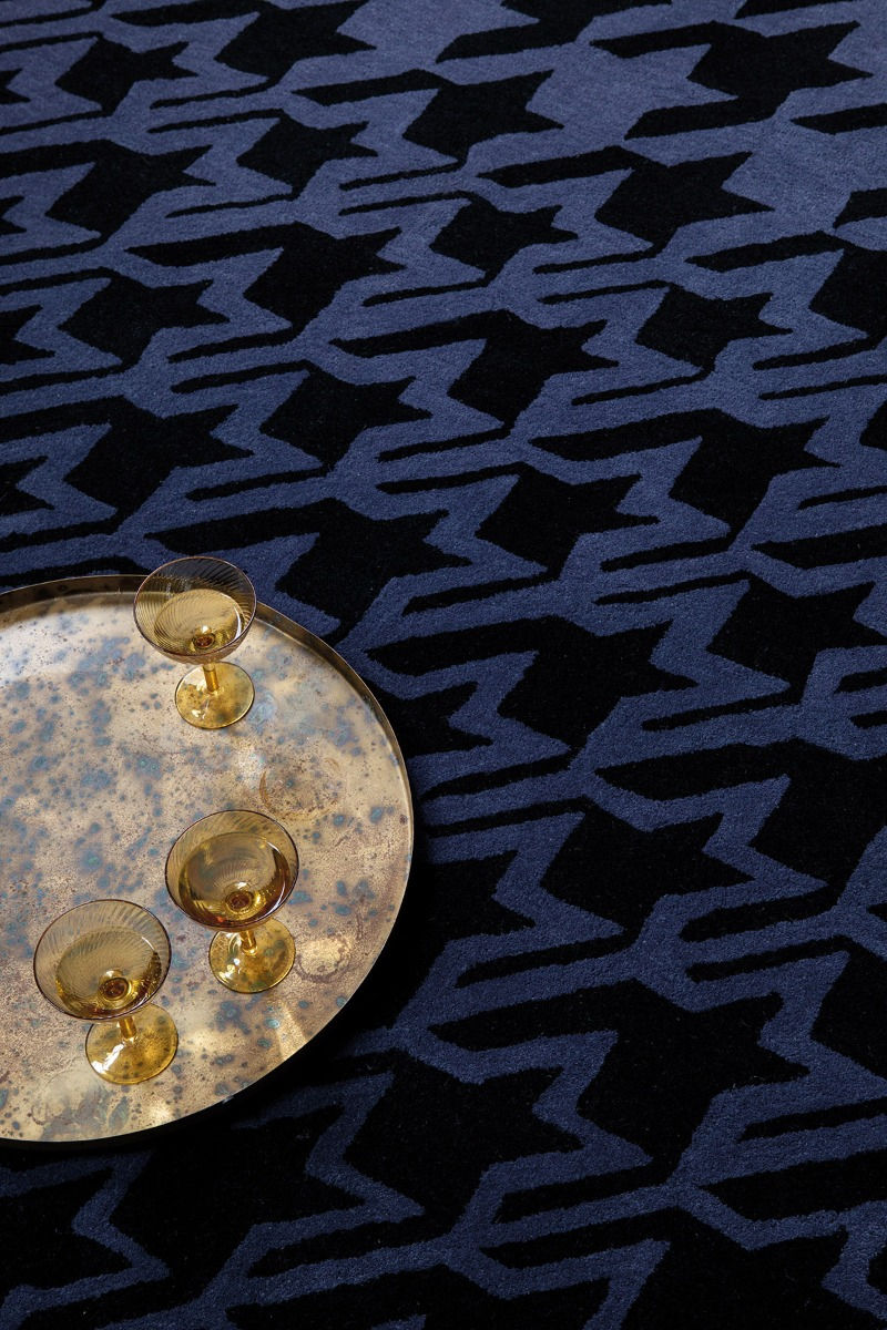 Жүн кілем Houndstooth Dark Blue | Өлшемі: 170 x 240 см