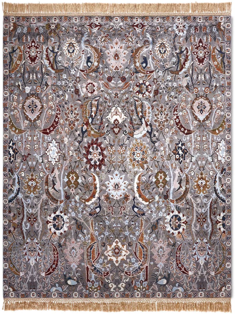 Роскошный ковер ручной работы Kerman угольного цвета | Размер: 274 x 365 см