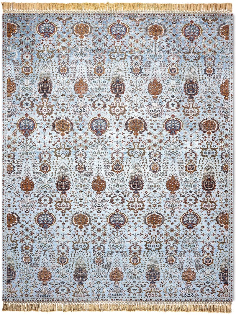 Роскошный ковер ручной работы Isfahan светло-голубого цвета | Размер: 170 x 240 см