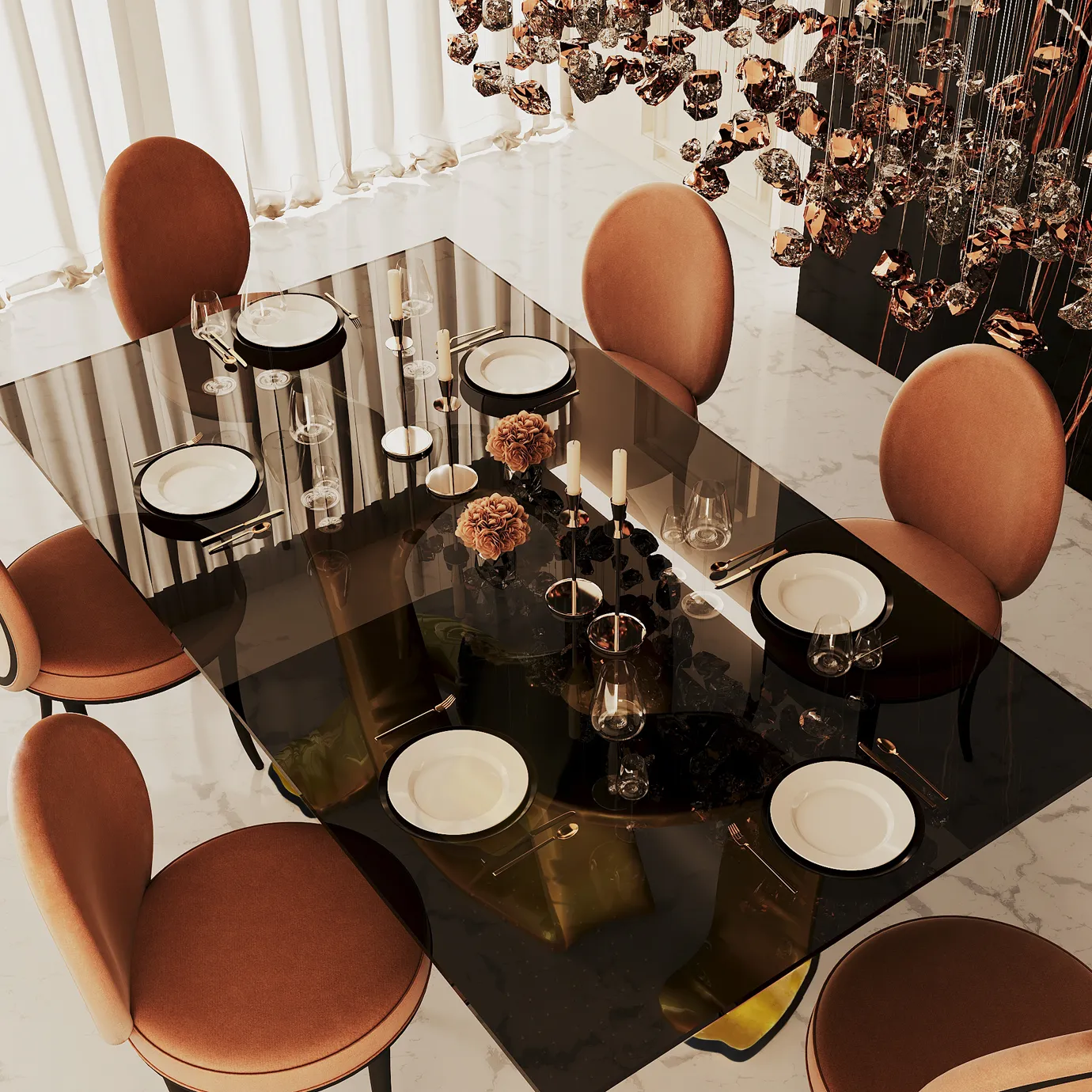 Обеденный стол с золотым листом Ribbon