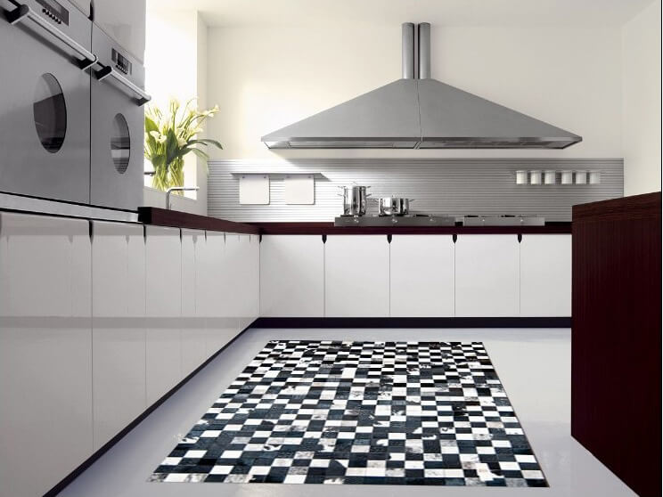 Сиыр терісінен кілем Mosaic Black & White | Өлшемі: 160 x 220 см