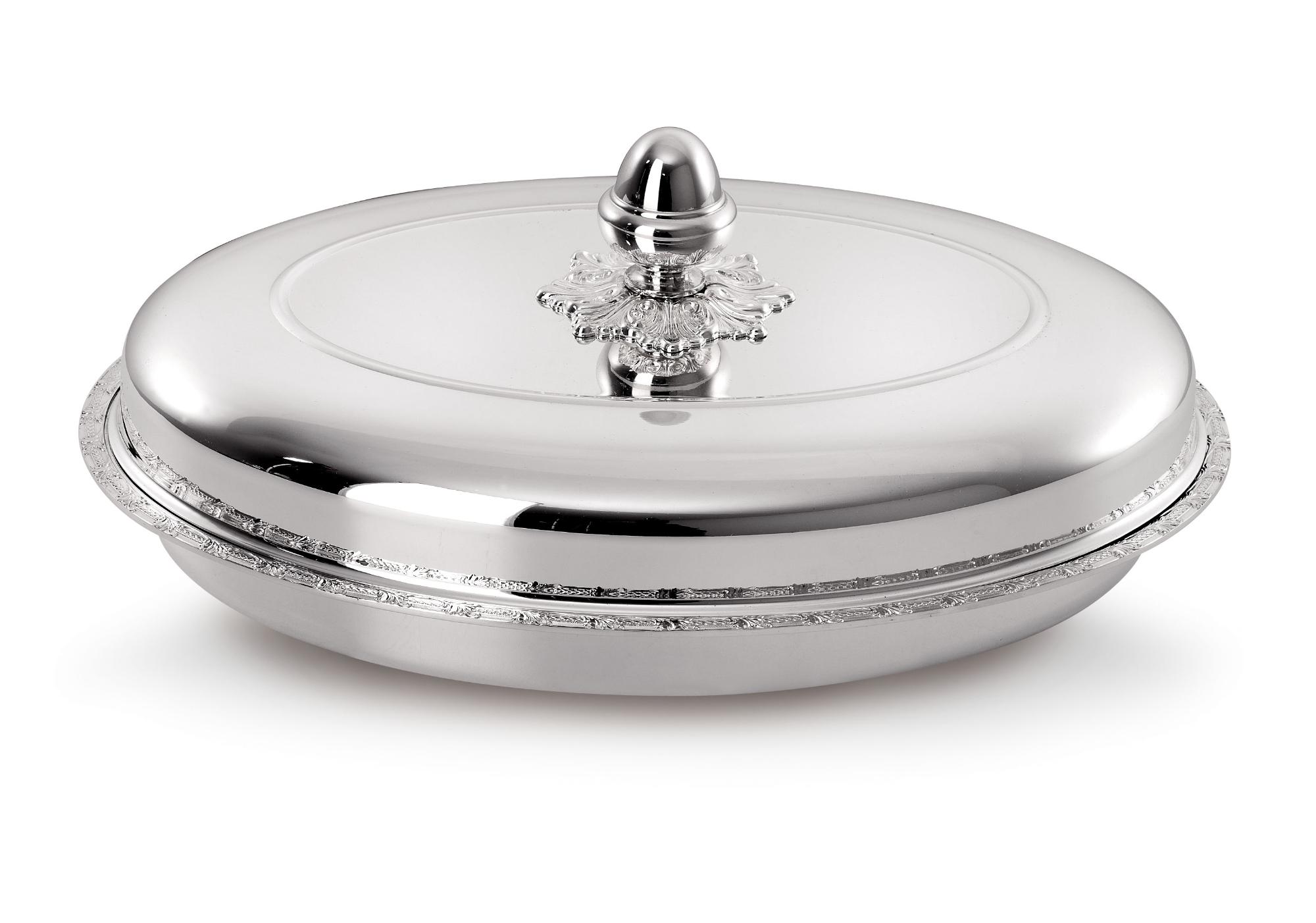 Блюдо овальное для овощей с крышкой Silver Vegetable Dish | Размер: 26 x 34 см