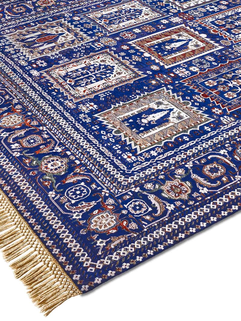 Роскошный кілем Mughal қолмен жасалған, көк түсте | Өлшемі: 183 x 274 см