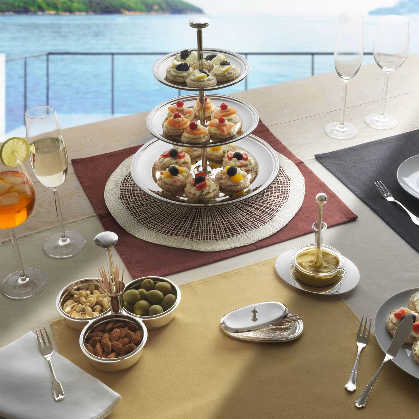 Ореховница тройная с зубочистками Silver Nut Holder