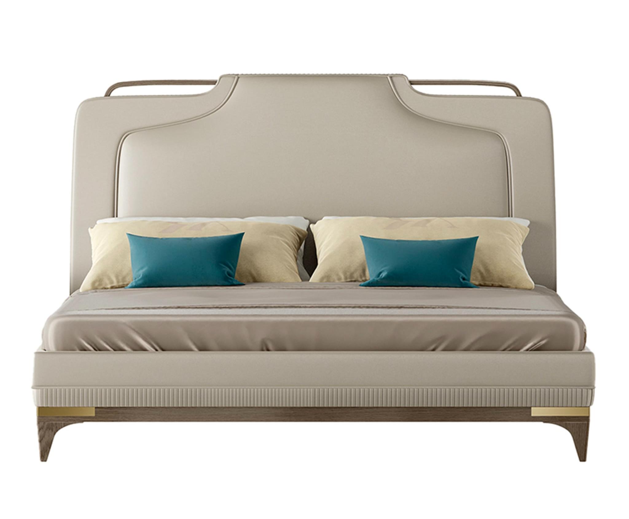 Кровать из кожи Beige | Размер матраса: 200 x 200 см