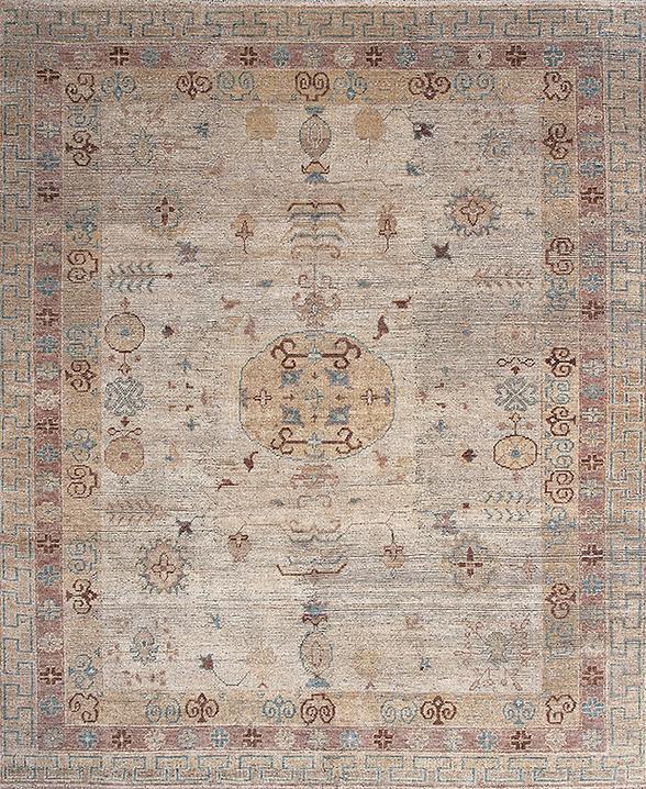 Қолмен жасалған жүннен кілем Khotan Five