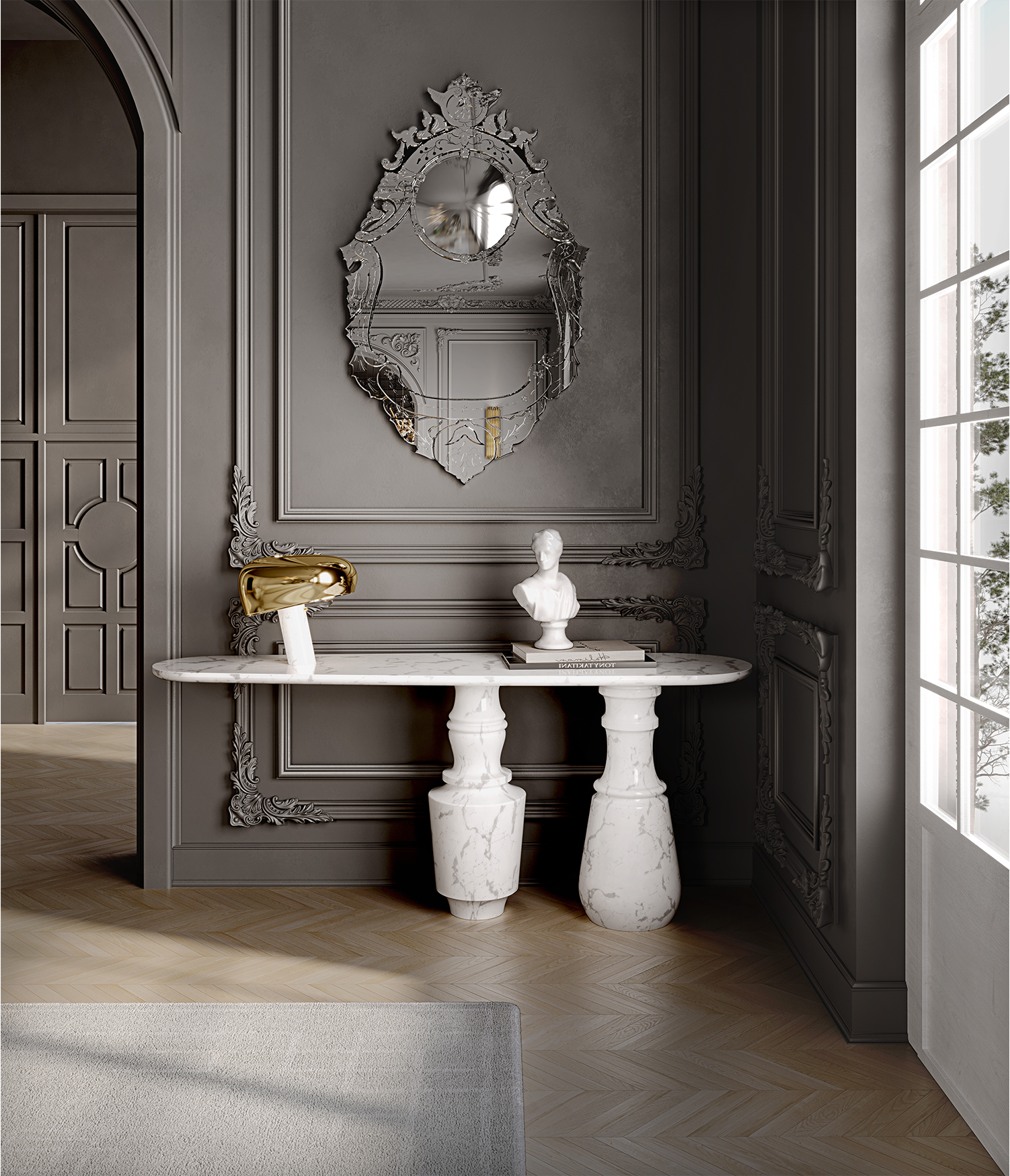 Консоль Obsidian Carrara