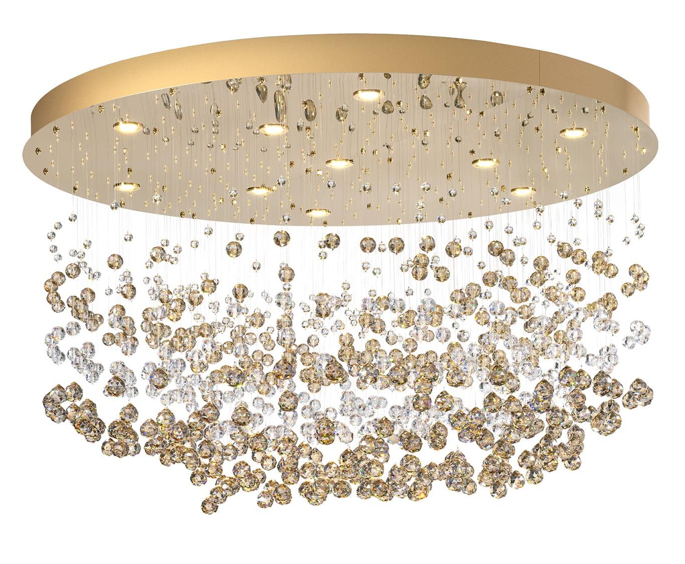 Люстра в бледном золоте с хрустальными шарами