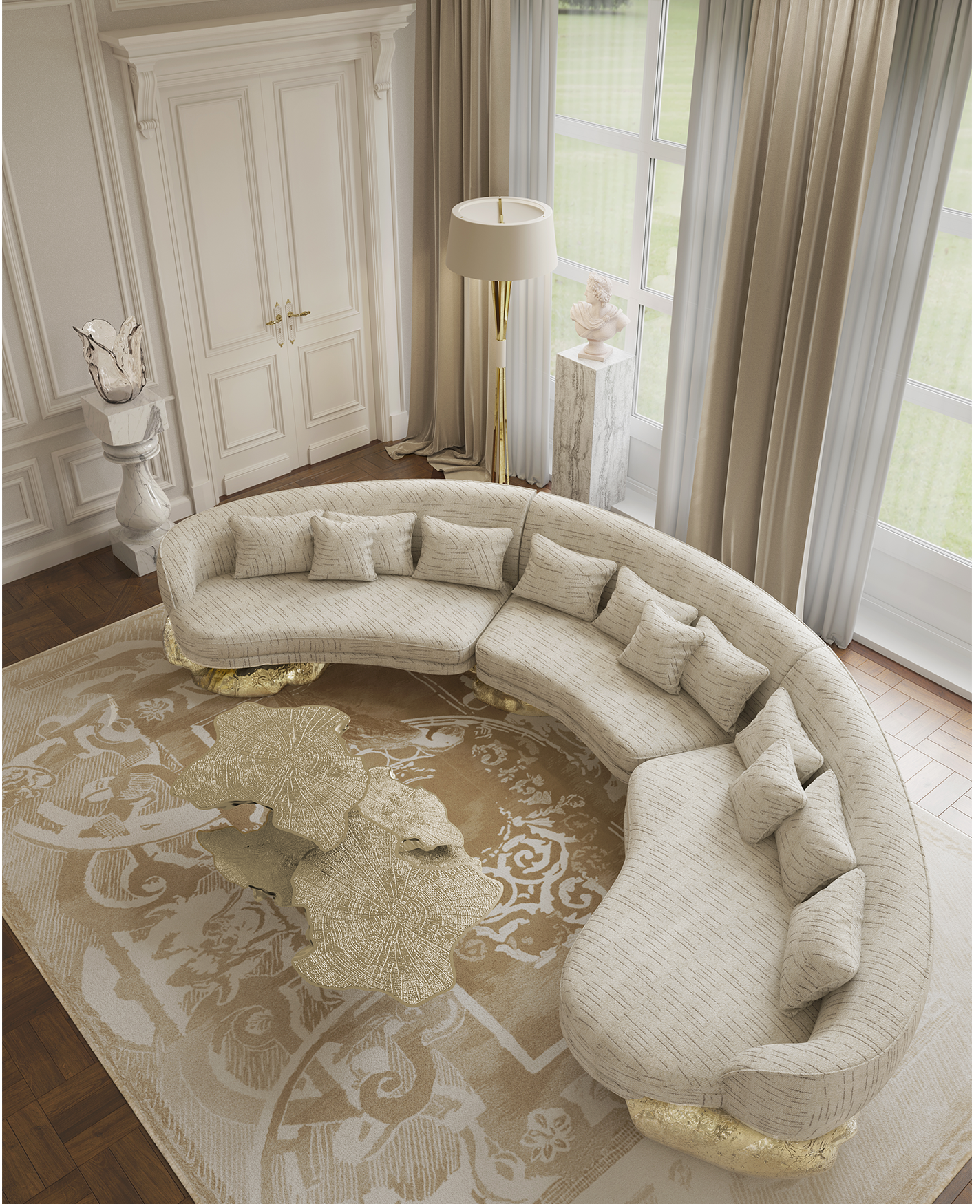 Изогнутый диван Angora White