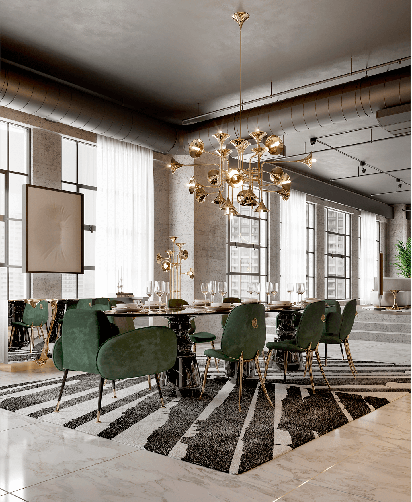 Овальный обеденный стол Obsidian Oval XL Nero Marquina