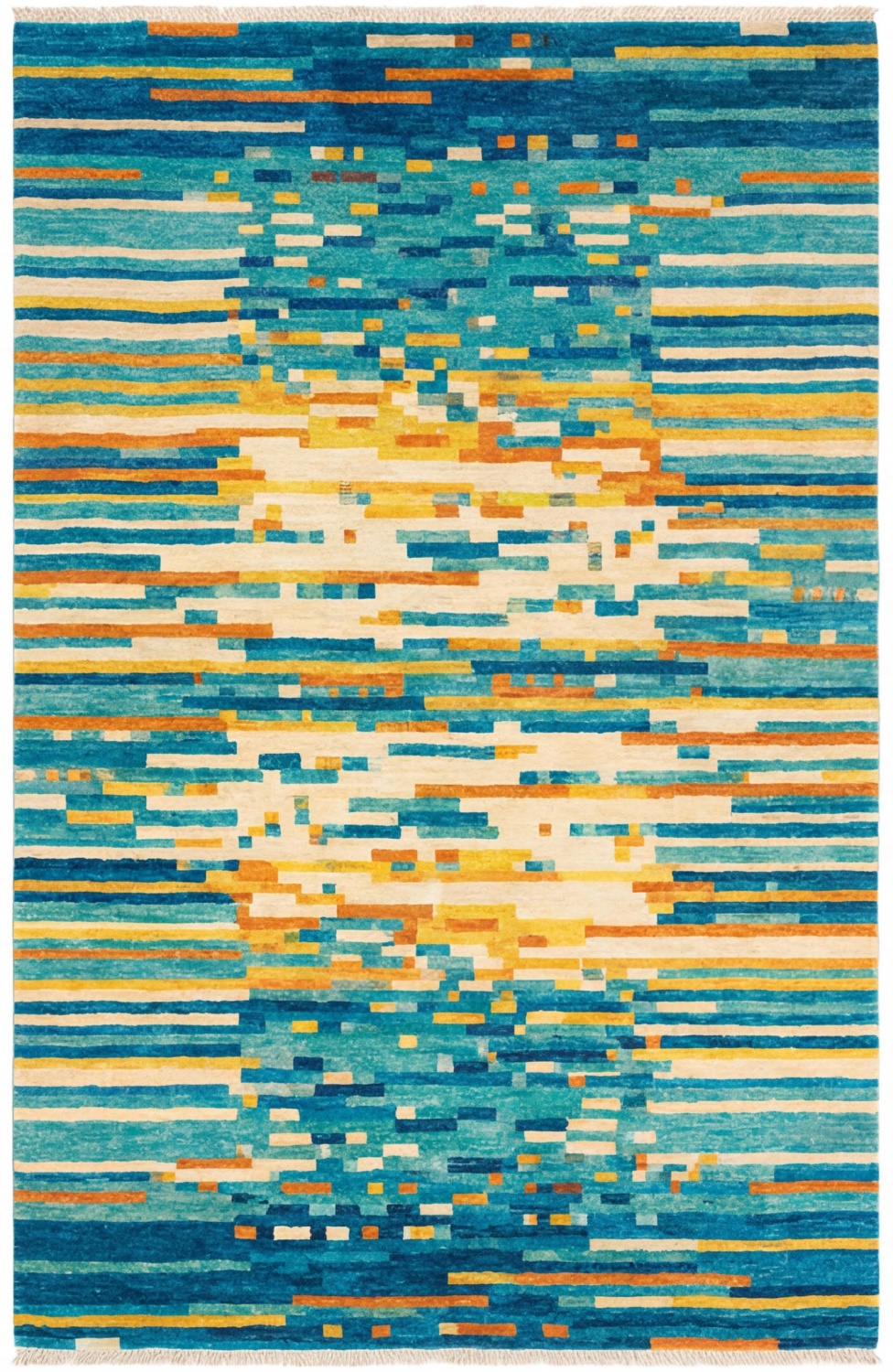 Ковер ручной работы Pixel Wave Teal