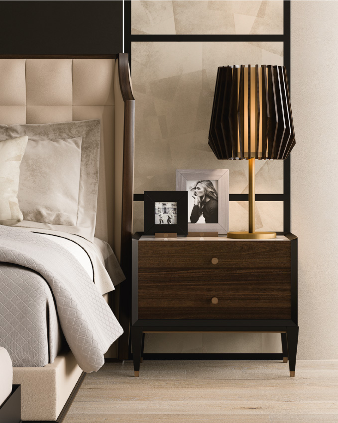 Прикроватная тумба из мрамора и дерева