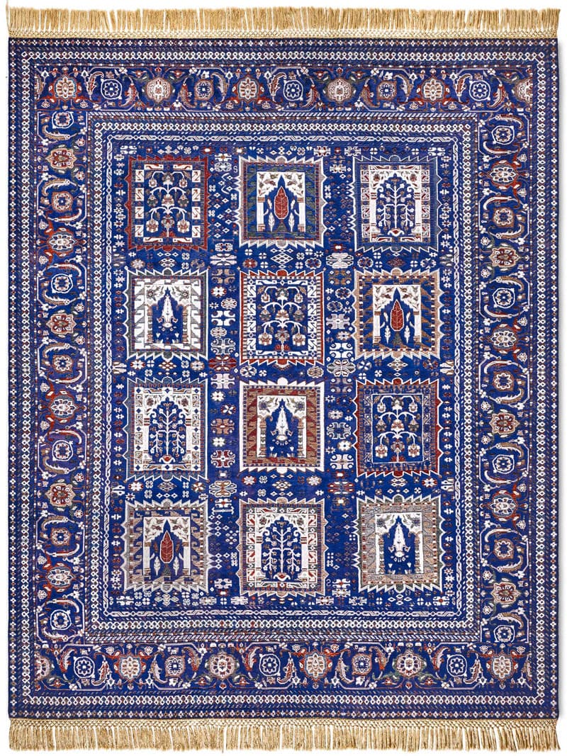 Роскошный кілем Mughal қолмен жасалған, көк түсте | Өлшемі: 183 x 274 см