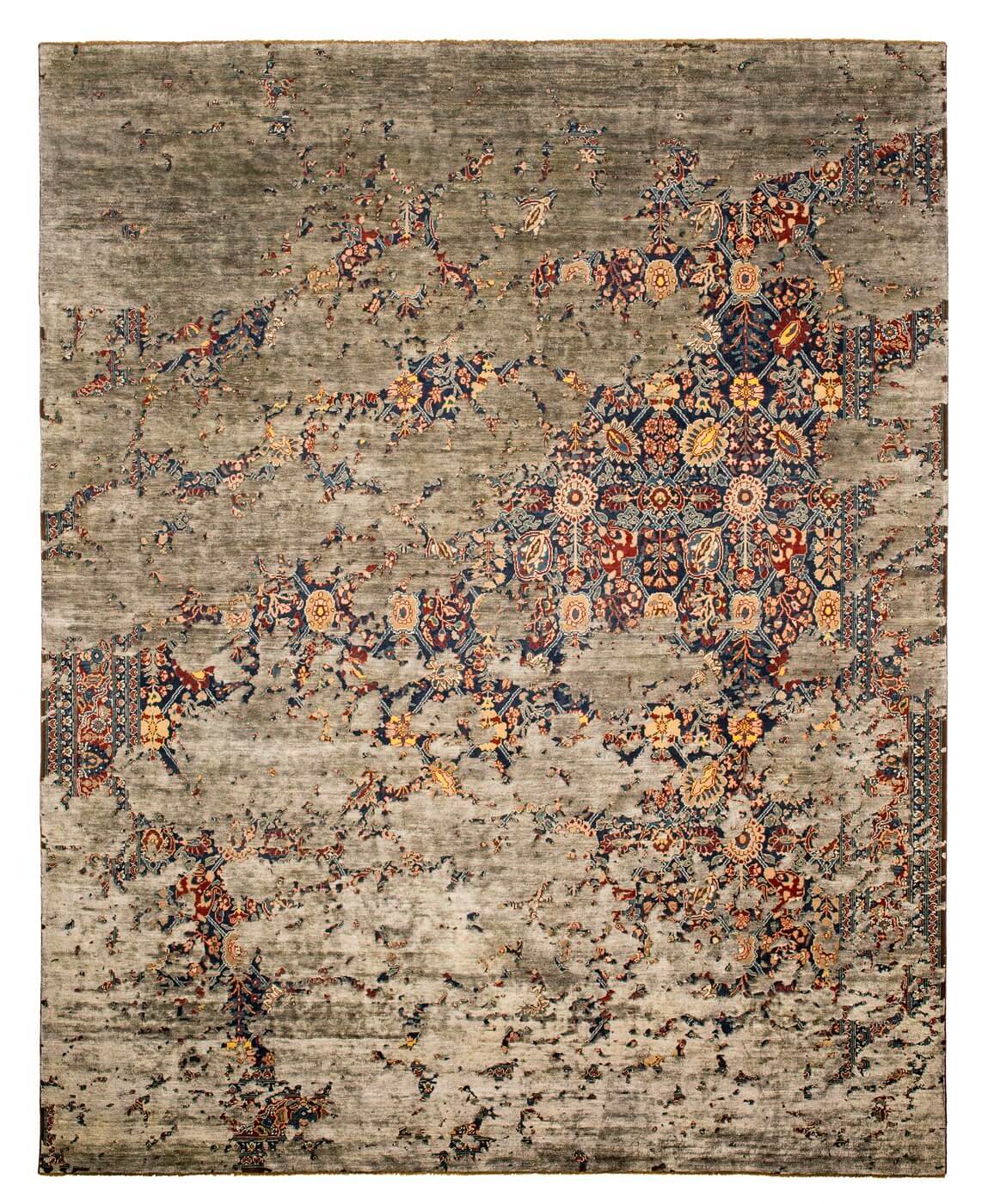 Кілем Tabriz Canal Aerial Navyblue Darkgrey Silk | Өлшемі: 250 x 300 см
