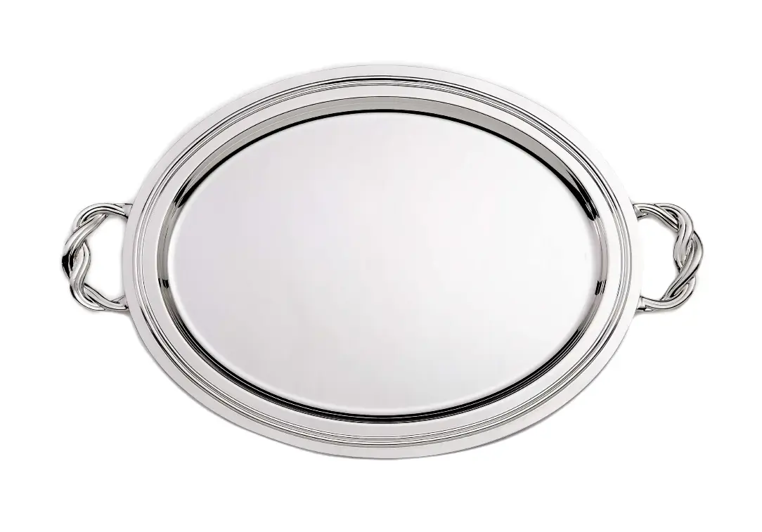 Посеребрённый овальный поднос с ручками Oval Tray