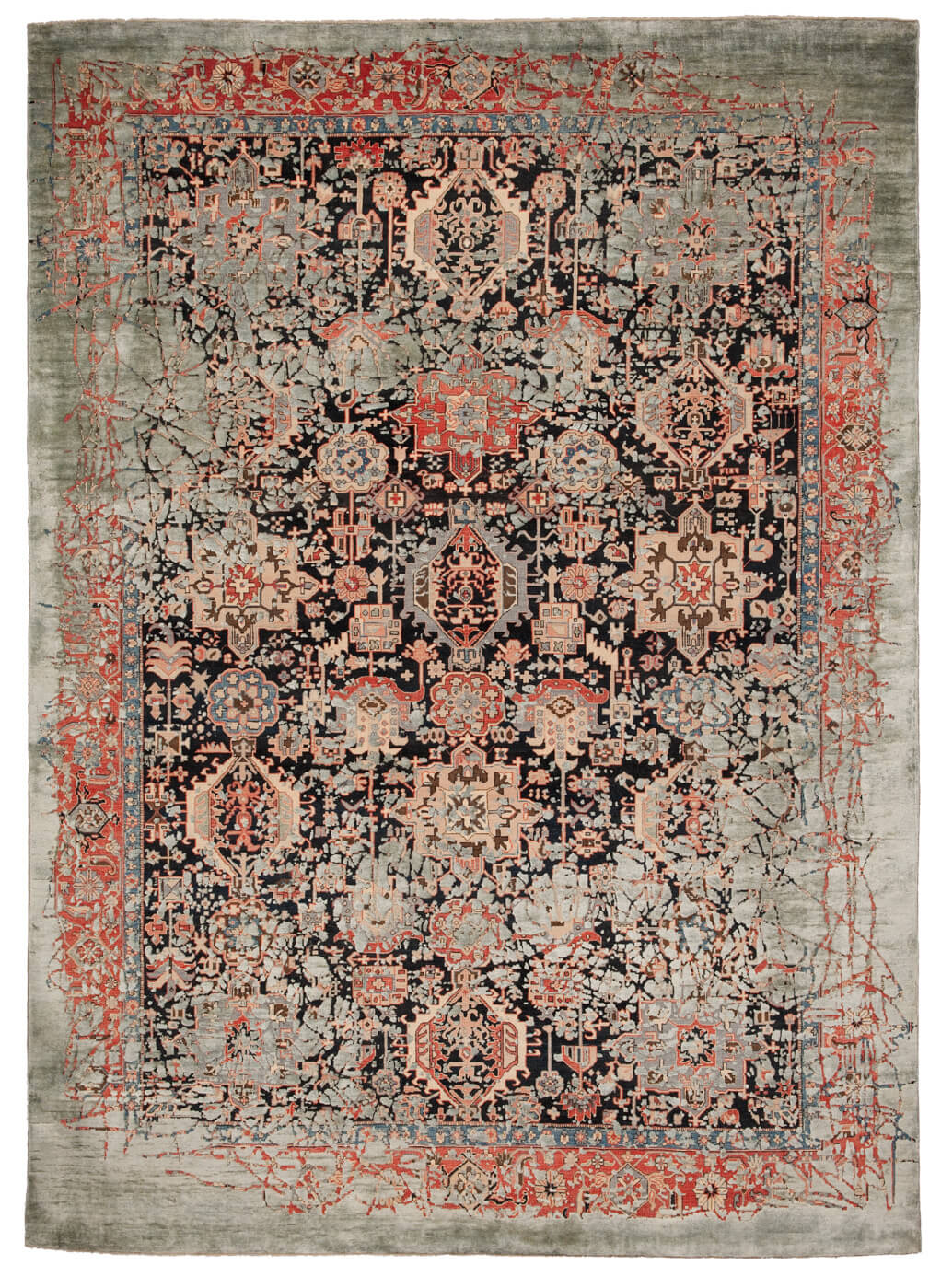 Шелковый ковер Bidjar Piccadilly Pleasure Black Grey | Размер: 200 x 300 см