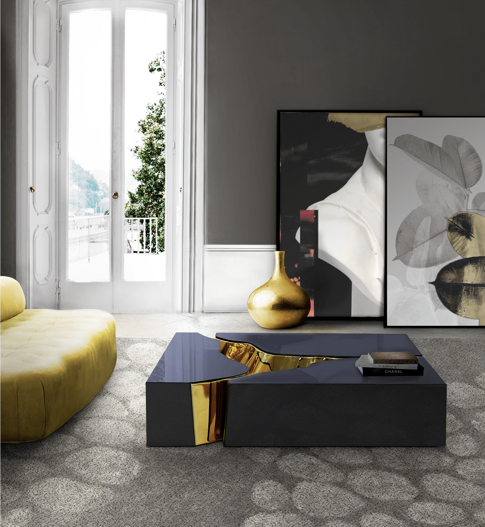 Центральный стол Fissure Black Gold