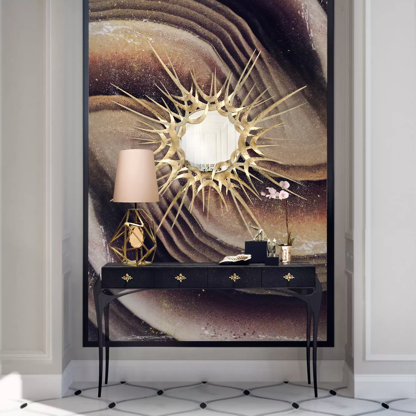 Позолоченное зеркало