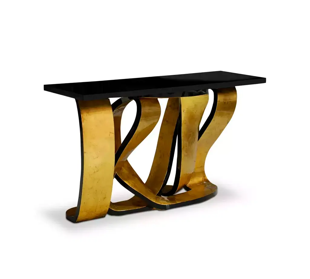 Консоль с отделкой золотым листом Ribbon