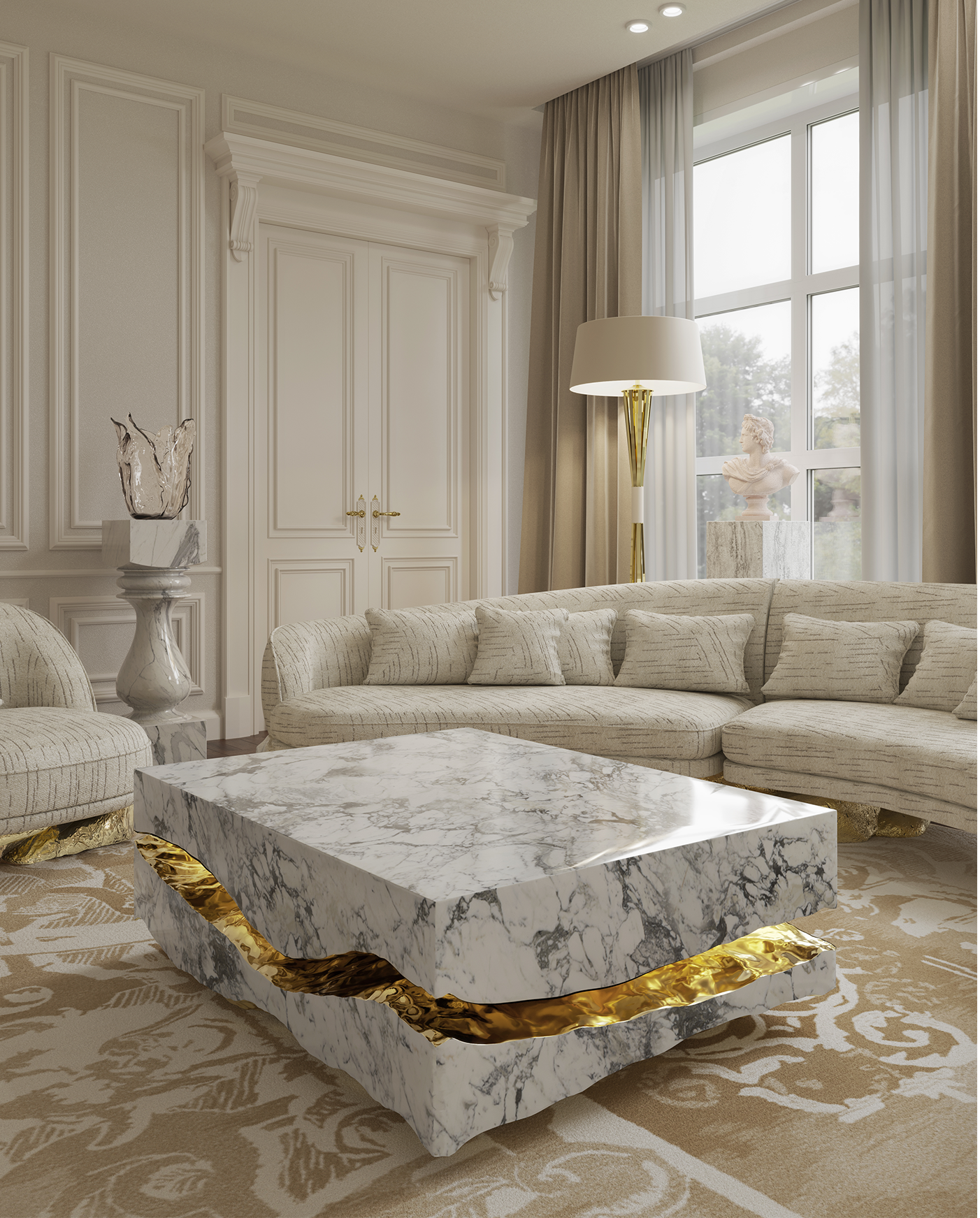 Обеденный стол Boulder Carrara Marble