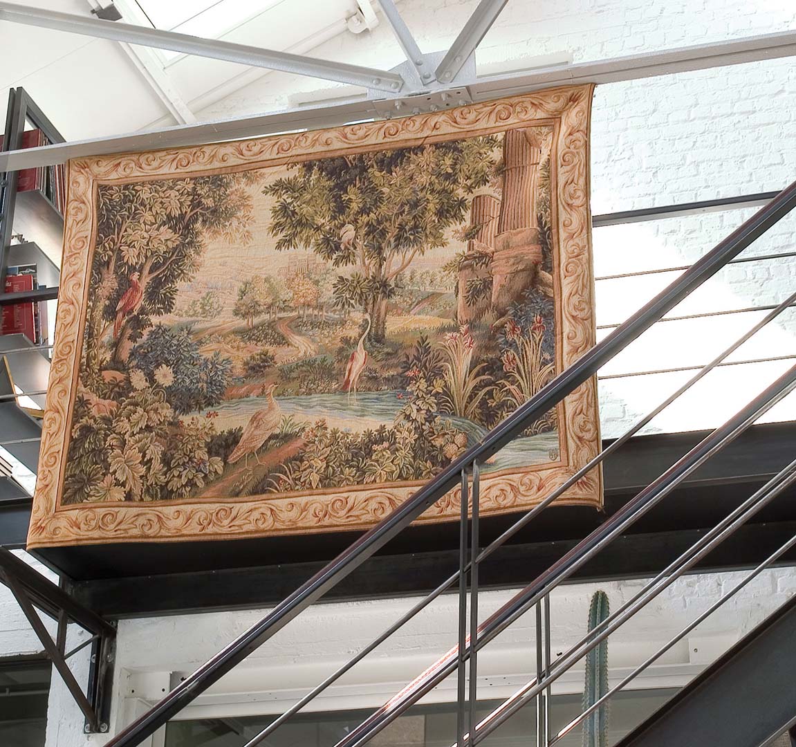 Гобелен «Горизонтальная зелень с птицами»