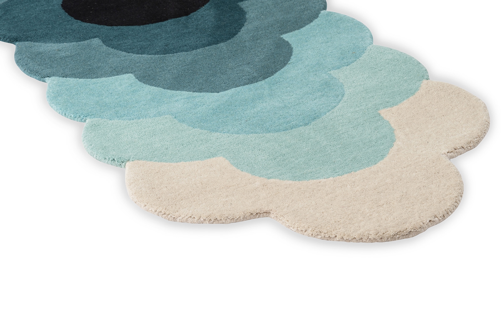 Жүн кілем Optical Flower Teal 061207 | Өлшемі: 87 x 300 см