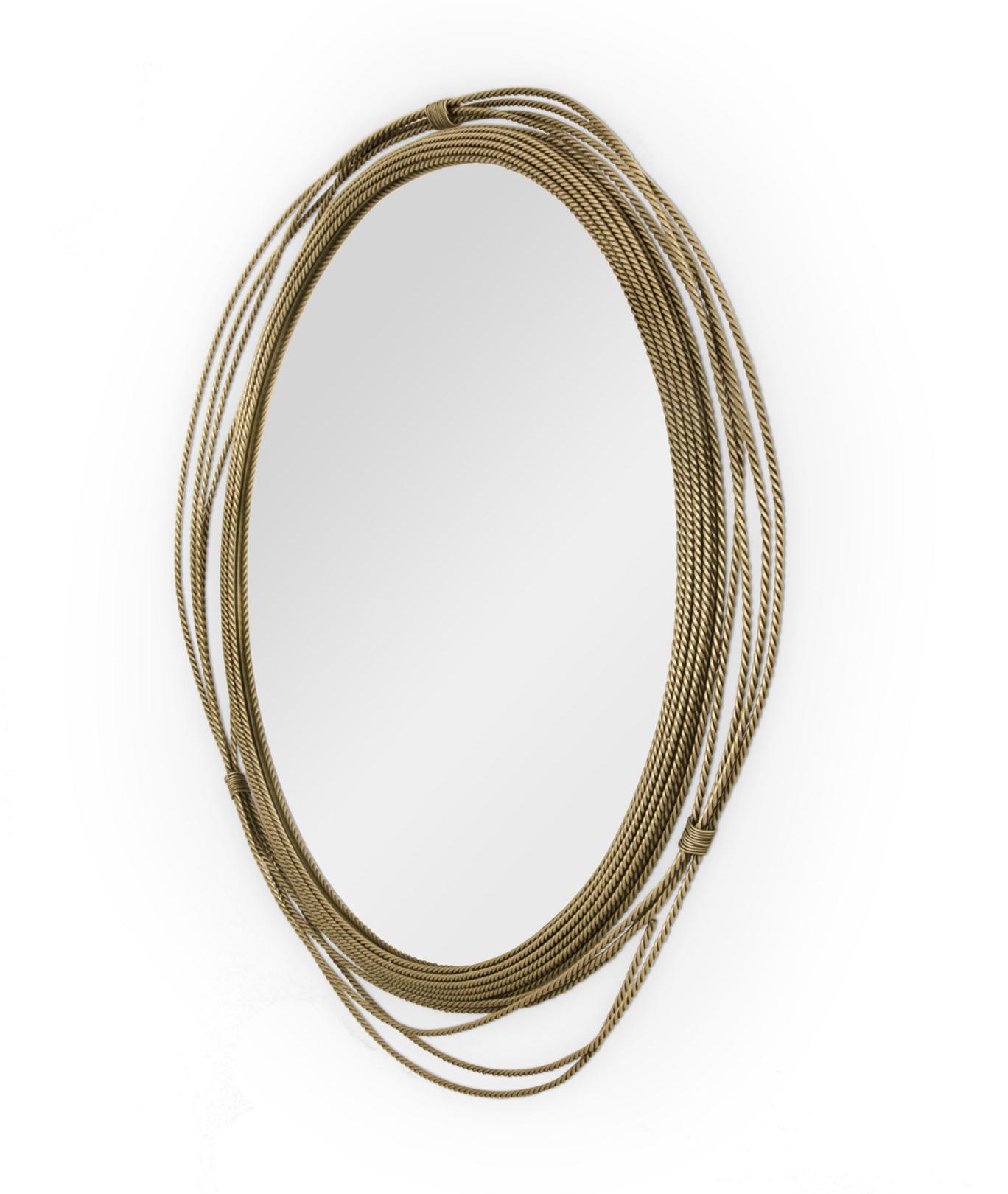 Круглое настенное зеркало из латуни