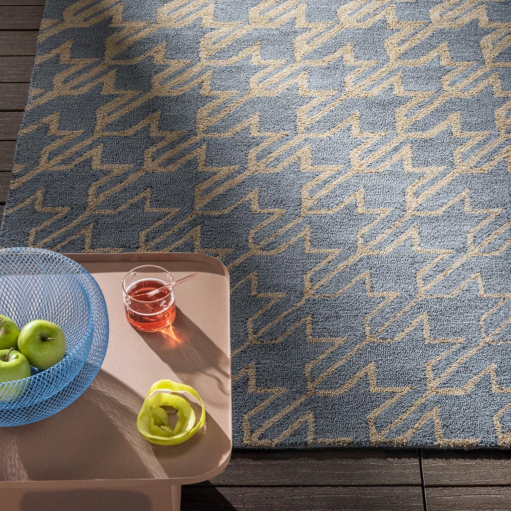 Кілем сыртқы Houndstooth Washed Blue | Өлшемі: 250 x 350 см