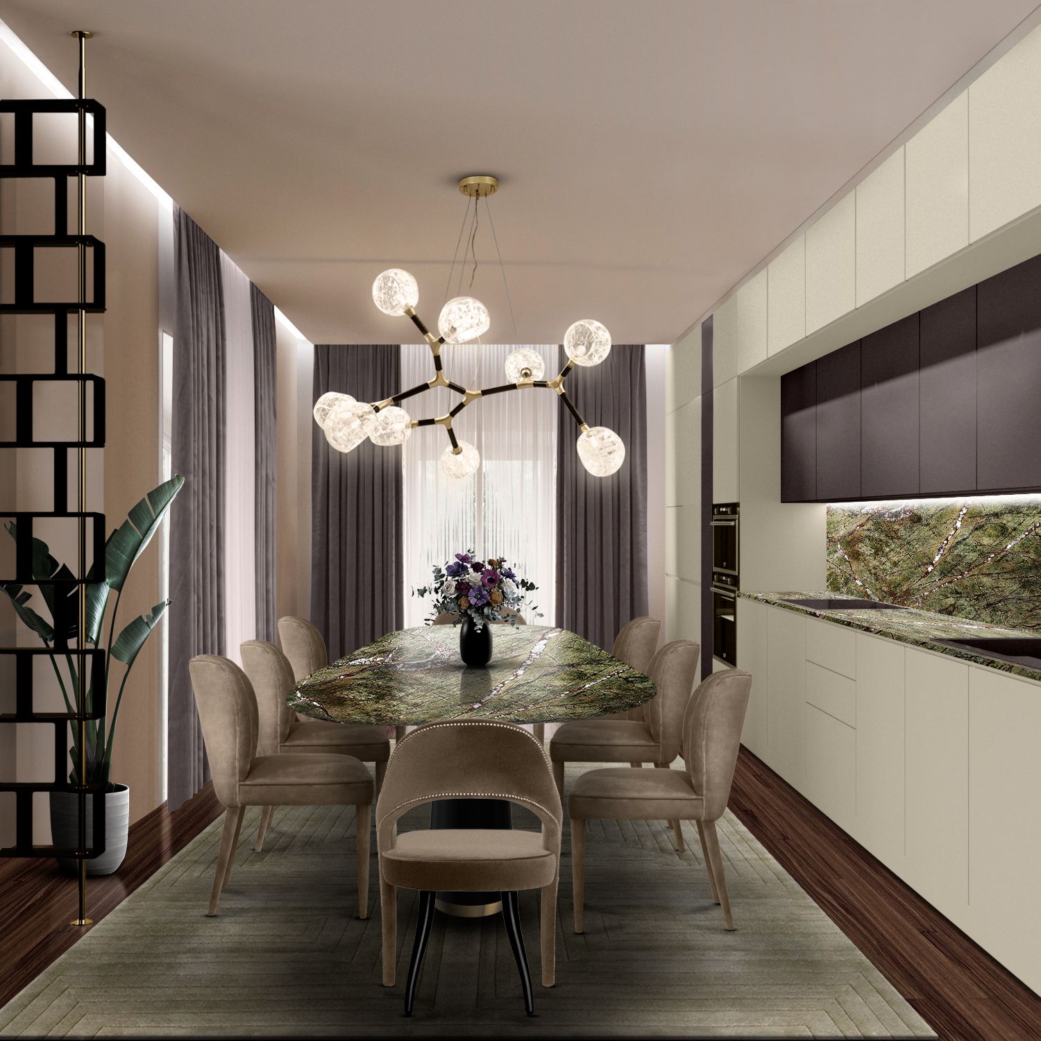 Обеденный стол из мрамора