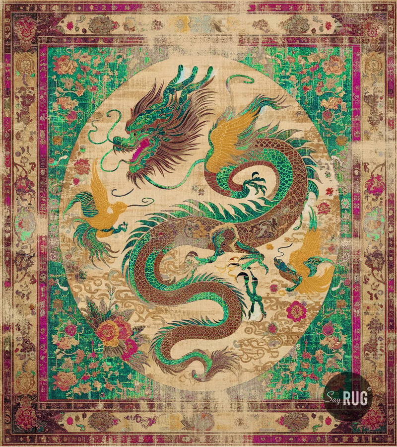 Кілем жасыл-күлгін түсті Samurai | Өлшемі: 200 x 300 см