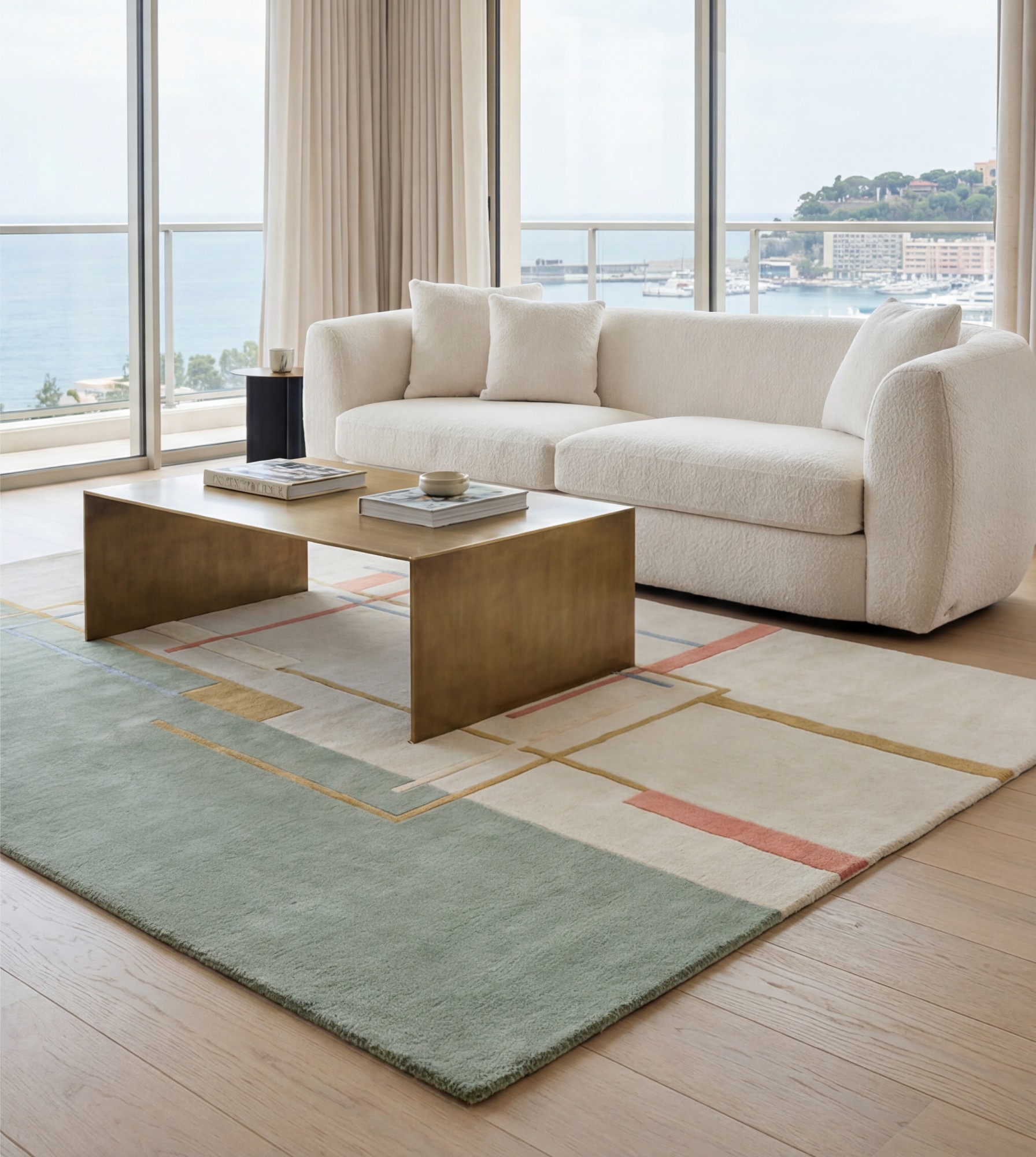 Қолмен тоқылған кілем Linear Atlas Green