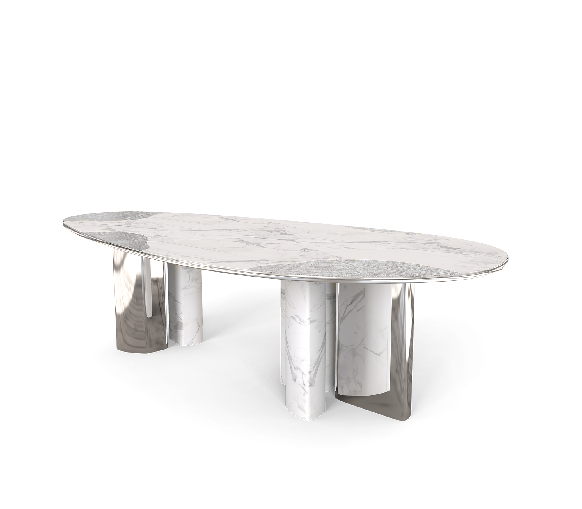Обеденный стол Athena Carrara Marble & Silver