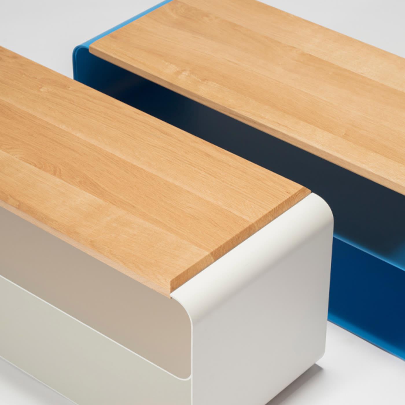 Стильная банкетка из дерева и металла (вариант 3)