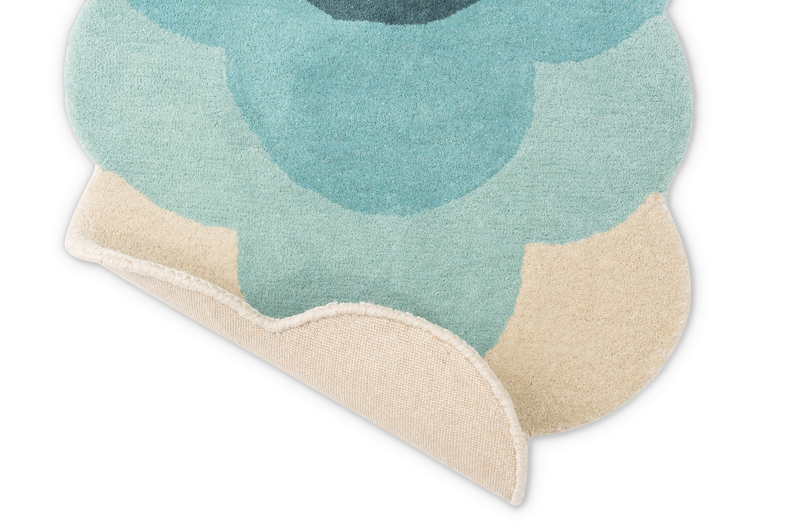Жүн кілем Optical Flower Teal 061207 | Өлшемі: 87 x 300 см