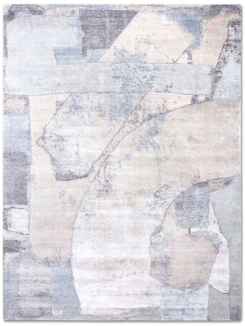 Күміс түсті қолмен жасалған кілем Snow | Өлшемі: 365 x 457 см