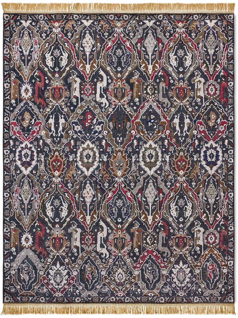 Роскошный ковер ручной работы KavaBagh черного цвета | Размер: 274 x 365 см