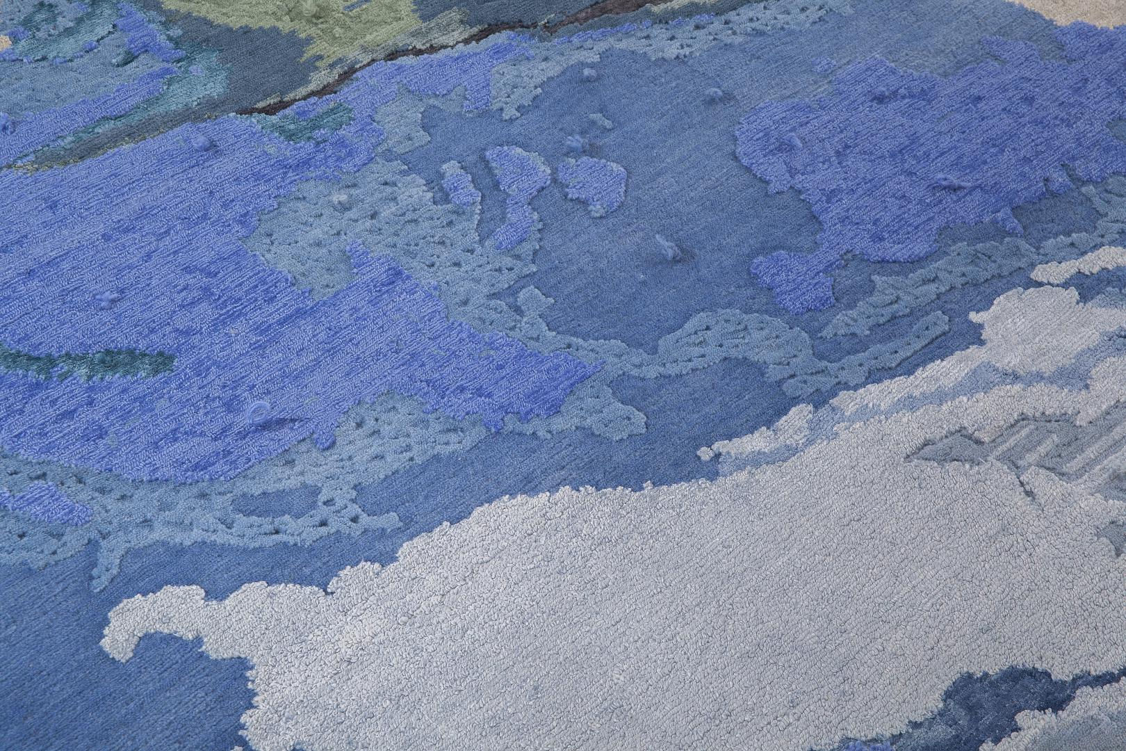 Эксклюзивный синий ковер ручной вязки