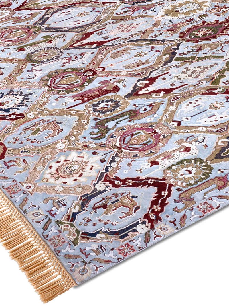 Роскошный ковер ручной работы KavaBagh синего цвета