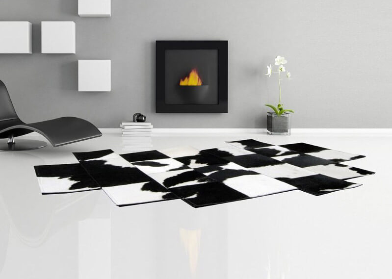 Ковер из коровьей шкуры Pixel Black & White | Размер: 115 × 163 см
