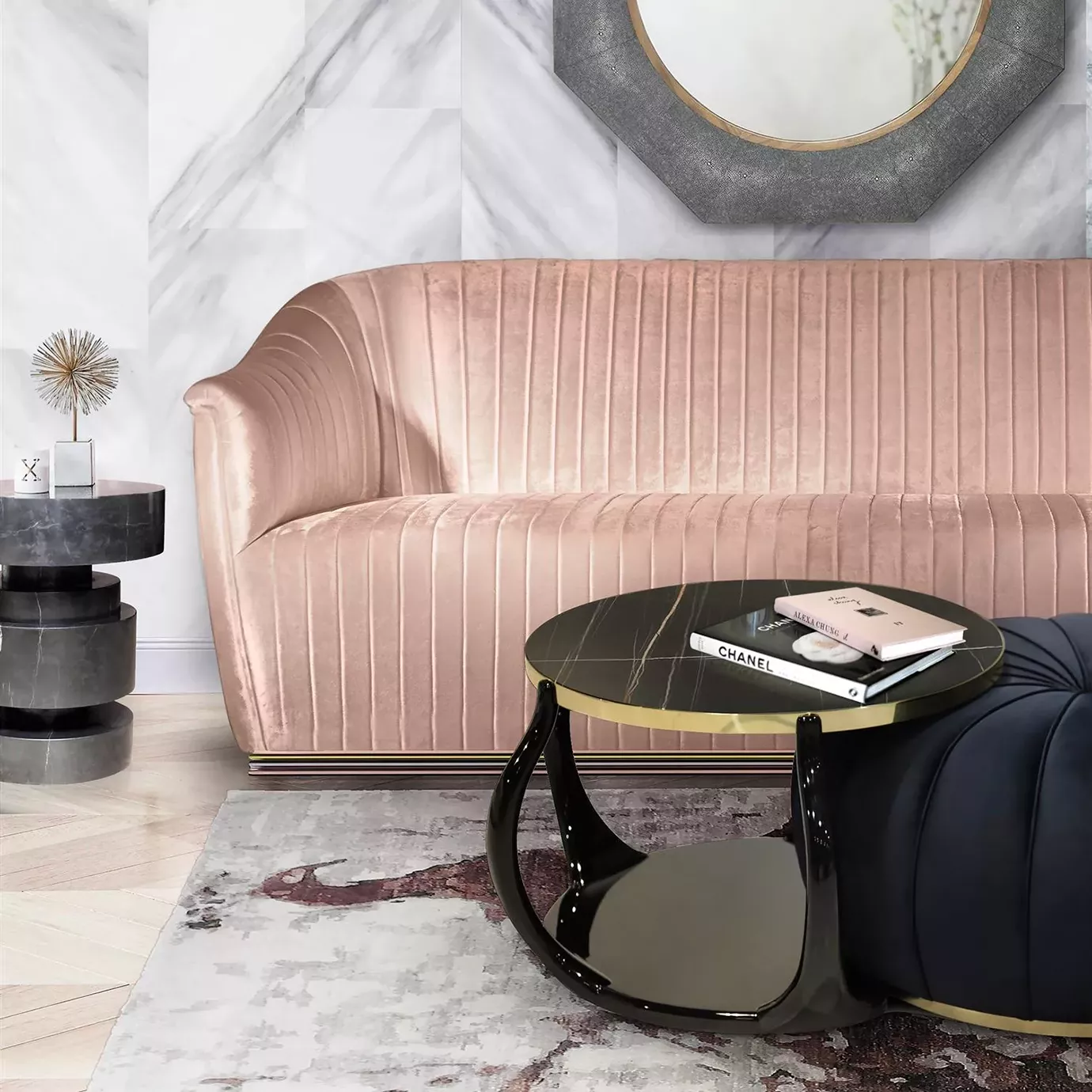 Кофе үстелі мәрмәр Sahara Noir Enlace
